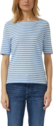 s.Oliver T-Shirt S.OLIVER, Damen, Gr. 38, blau stripe, Jersey, Obermaterial: 100% Baumwolle, gestreift, slim fit normal, U-Boot-Ausschnitt, gerader Abschluss, 