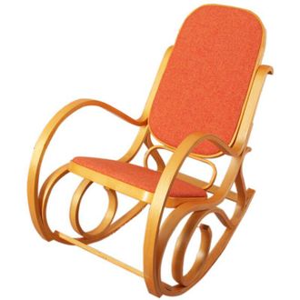 Hhg non utilizzato] Sedia a dondolo classica elegante M41 legno chiaro seduta tessuto arancione