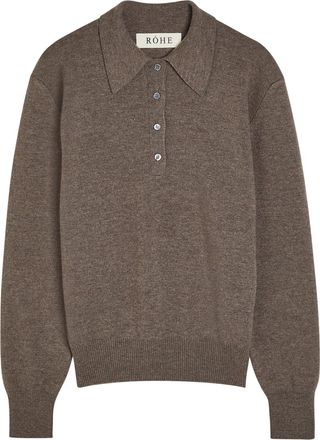 R&oacute;he Compact Wool and Cashmere-blend Polo top - Grey - 40 (UK12 / M)