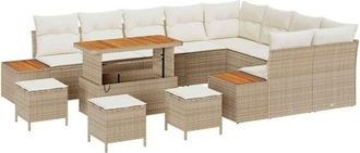 vidaXL Conjunto De Sof&aacute; De Jard&iacute;n Con Coj&iacute;n 13 Pcs Beige Polirat&aacute;n Vidaxl