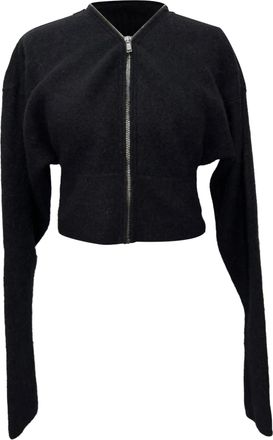 Rick Owens Batwing Klaus Zip Cardigan in zwarte alpacawol