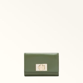 Furla 1927 Portafoglio Compatto M Oliva Verde Pelle Stampata Donna