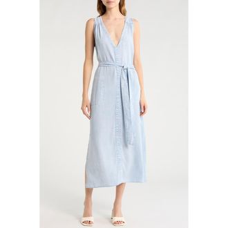 Splendid Landon Sleeveless Denim Dress in Bleached Indigo Blue at Nordstrom, Size X-Small