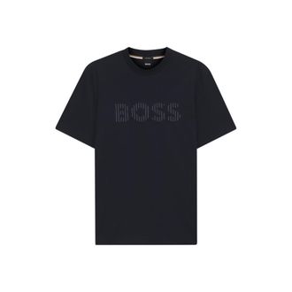 BOSS Stripe-artwork T-shirt in cotton jersey