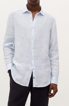 Scalpers New Fancy Linen Shirt in Skyblue Stripes at Nordstrom, Size 41 Eu