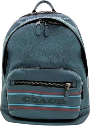 Coach Pre-owned Backpacks, male, Blue, Size: ONE SIZE Pre-owned Refined Pebble Leather Backpack