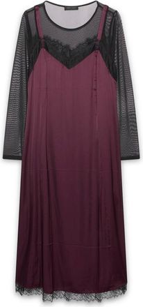 Fiorella Rubino Abito sottoveste in raso elasticizzato con inserti in tulle e pizzo - - Dresses - Donna - Rosso - S