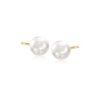Ross-Simons 6-7mm Cultured Pearl Stud Earrings in 14kt Yellow Gold