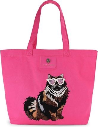 Kurt Geiger Holborn Shopper Patch Canvas Tote in Pink Cat at Nordstrom