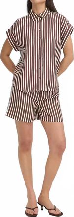 b.young Short Sleeve Striped Top In French Roast