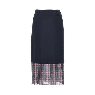 Dries Van Noten Cady midi skirt with check insert Woman 36