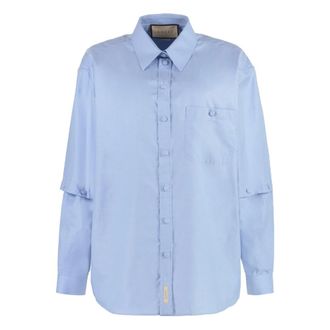 Gucci Shirts, female, Blue, Size: S Cotton-Oxford shirt