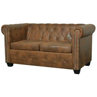 vidaXL Vidaxl - Sof&aacute; Chesterfield De 2 Plazas Cuero Sint&eacute;tico Marr&oacute;n