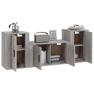 Berkfield Home Classic 3 Piece TV Cabinet Set Grey Sonoma Engineered Wood