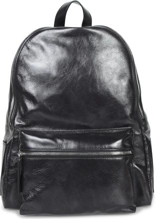 Orciani Glossy Leather Backpack - Heren - Rugzakken - Zwart - ONE Size - Leer - Tassen