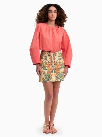 Rebecca Taylor Brielle Cropped Poplin Top in Coral Blush at Nordstrom, Size X-Small