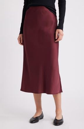 Treasure & Bond Bias Cut Satin Midi Skirt in Burgundy Tannin at Nordstrom Rack, Size Small