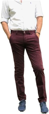 Mason's Slim Fit Velvet Katoenen Chino Broek - Heren - Slim Fit Broeken - Rood - S - Katoen - Broeken