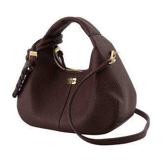 Ganni Womens Grained Synthetic Mini Shoulder Bag Brown