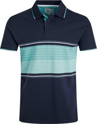 Weird Fish Heren Sunbury Gestreept Piqué Biologisch Poloshirt (Aquamarine)