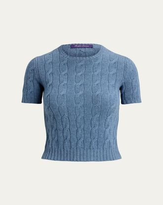 Ralph Lauren Collection Cashmere Short-Sleeve Crewneck Sweater