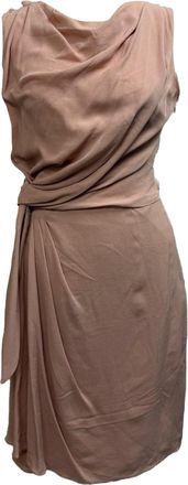 Dior Pre-owned Womens Side Knotted Midi Dress in Pink Silk - Size Small