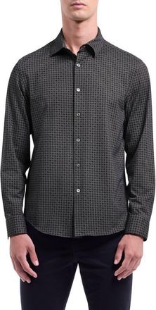 Bugatchi OoohCotton Jules Floral Twill Button-Down Shirt in Mahogany at Nordstrom, Size Xx-Large