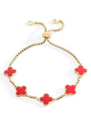 Mint & Lily Clover Enamel Bracelet in Red Enamel at Nordstrom