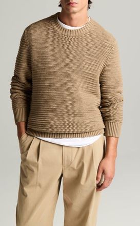 Vince Crafted Textured Cotton & Cashmere Crewneck Sweater in Dk Pecan at Nordstrom, Size Xx-Large