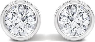 House of Brilliance 14K White Gold 1/2 Cttw Lab Grown Diamond Bezel Solitaire Stud Earrings