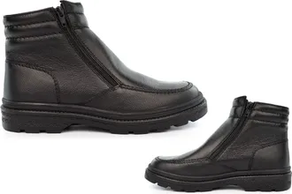 Generic Mens Leather Boots Wide Open Entry Mens Ankle Boot Zip Up Size 6 Boys Boots Boys School Boot Warm Thermal Lining Genuine Leather Black 11 UK