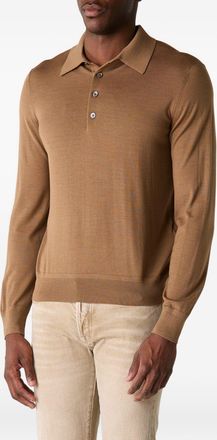 Tom Ford Mens Sweater Button-Front Beige Wool