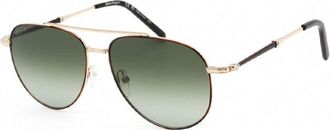Ferragamo Sunglasses Aviator Full Rim, Black/light Ruthenium Frame And Grey Gradient Lens Sf226S086