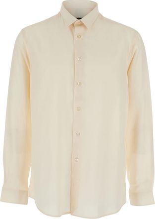 low brand Beige Shirt With Classic Collar In Tech Fabric Man