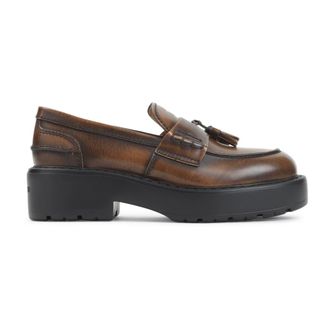 Miu Miu Schoenen, Dames, Bruin, 38 1/2 EU, Leer, Loafers