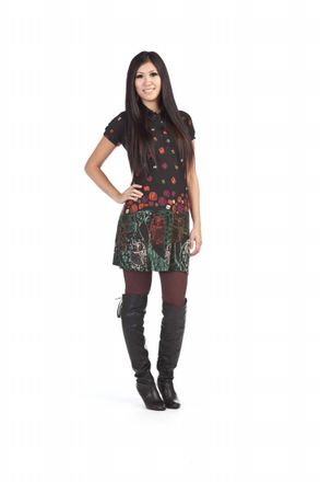 Papillon Owl Print Collar Sweater Shirt Dress In Black
