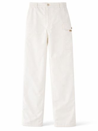 Marni Neutrals Regular Fit Straight Leg Cotton Cargo Pants