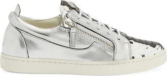 Giuseppe Zanotti Nicki leren sneakers met metallic-effect en rits - Grijs