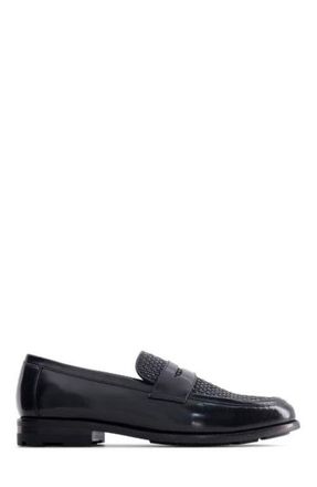 Anthony Veer Mercer Penny Loafer in Obsidian Black Leather & Mesh at Nordstrom, Size 11.5