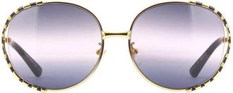 Gucci GG0595S001 Round Full Rim Sunglasses - Gold