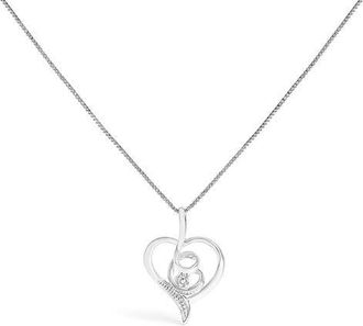 House of Brilliance 10K White Gold.03 Cttw Diamond-Accented Diamond Swirl Open Heart Pendant Necklace at Nordstrom