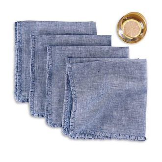 Solino Home Linen Dinner Napkins - Juliette Ruffle, 20 x 20 in Chambray Indigo at Nordstrom, Size Large