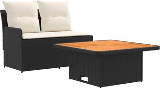 vidaXL Sof&aacute; De Jard&iacute;n Con Reposabrazos Y Mesa Elevable 2 Pieza Vidaxl