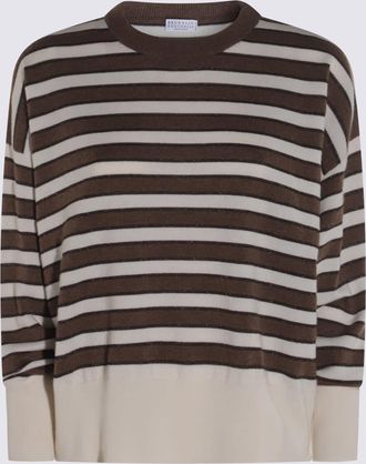 Brunello Cucinelli Brown And Beige Wool Knitwear
