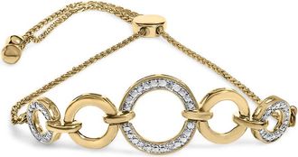 House of Brilliance 14K Yellow Gold Over Sterling Silver 1/10 Cttw Diamond Infinity Loop Adjustable Bolo Tennis Bracelet