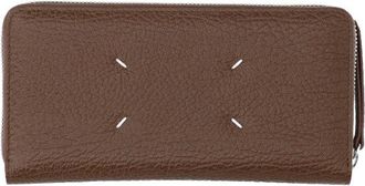 Maison Margiela Brown Four Stitches Textured Leather Wallet