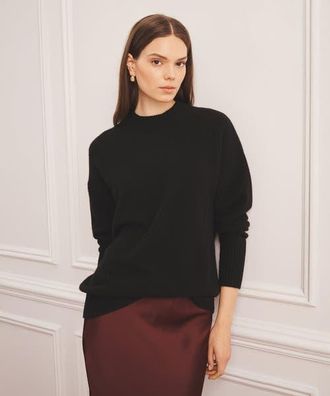 Naadam Luxe Cashmere Oversized Crewneck Sweater in Black at Nordstrom, Size Xx-Small