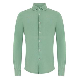 Fedeli Elegant Long-Sleeve Shirt - Heren - Casual Overhemden - Groen - S - Katoen - Overhemden