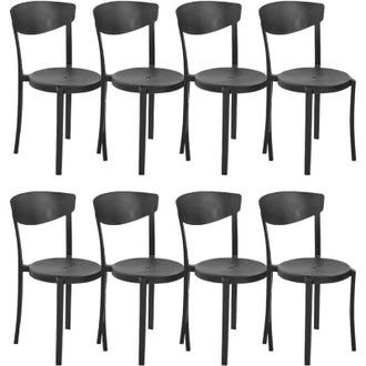 Beliani Set of 8 Dining Chairs VIESTE Black