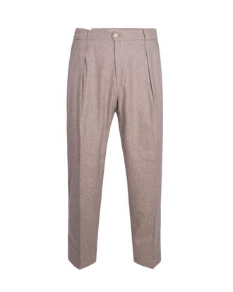 BRIGLIA 1949 Beige Wool-Blend Flannel Tailored Pants